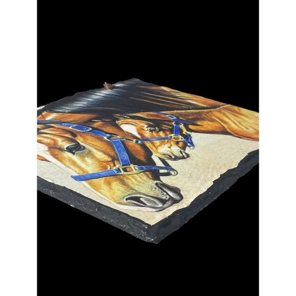 Evergreen Mother Horse and Foal Artist Palette Wall Hanging Slate Home Decor - Picture 5 of 5